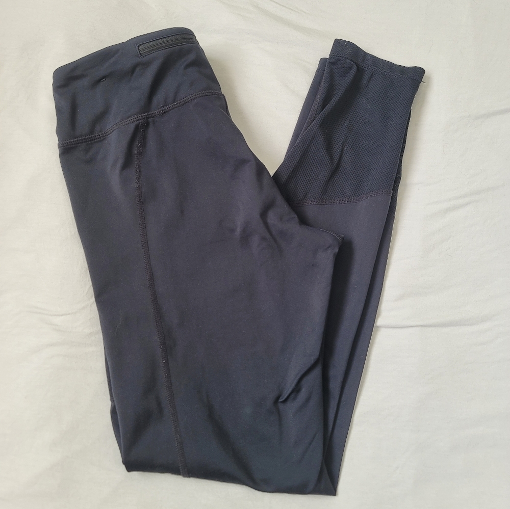 NIKE DRI-FIT WOMENS BLACK LEGGINGS ZIPPERED POCKET SIZE SMALL